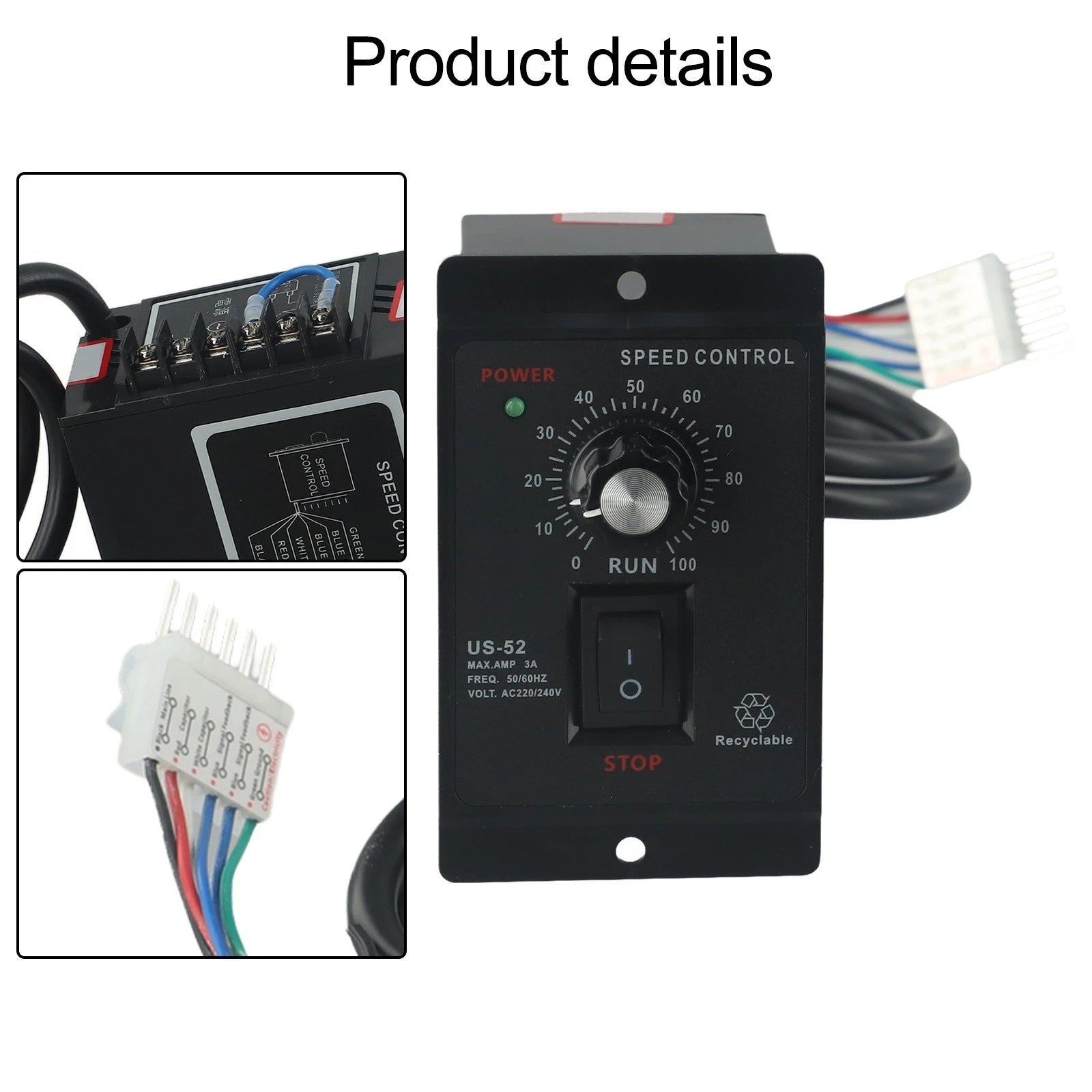 200W Motor Speed Controller for AC 220V (Forward Reverse)