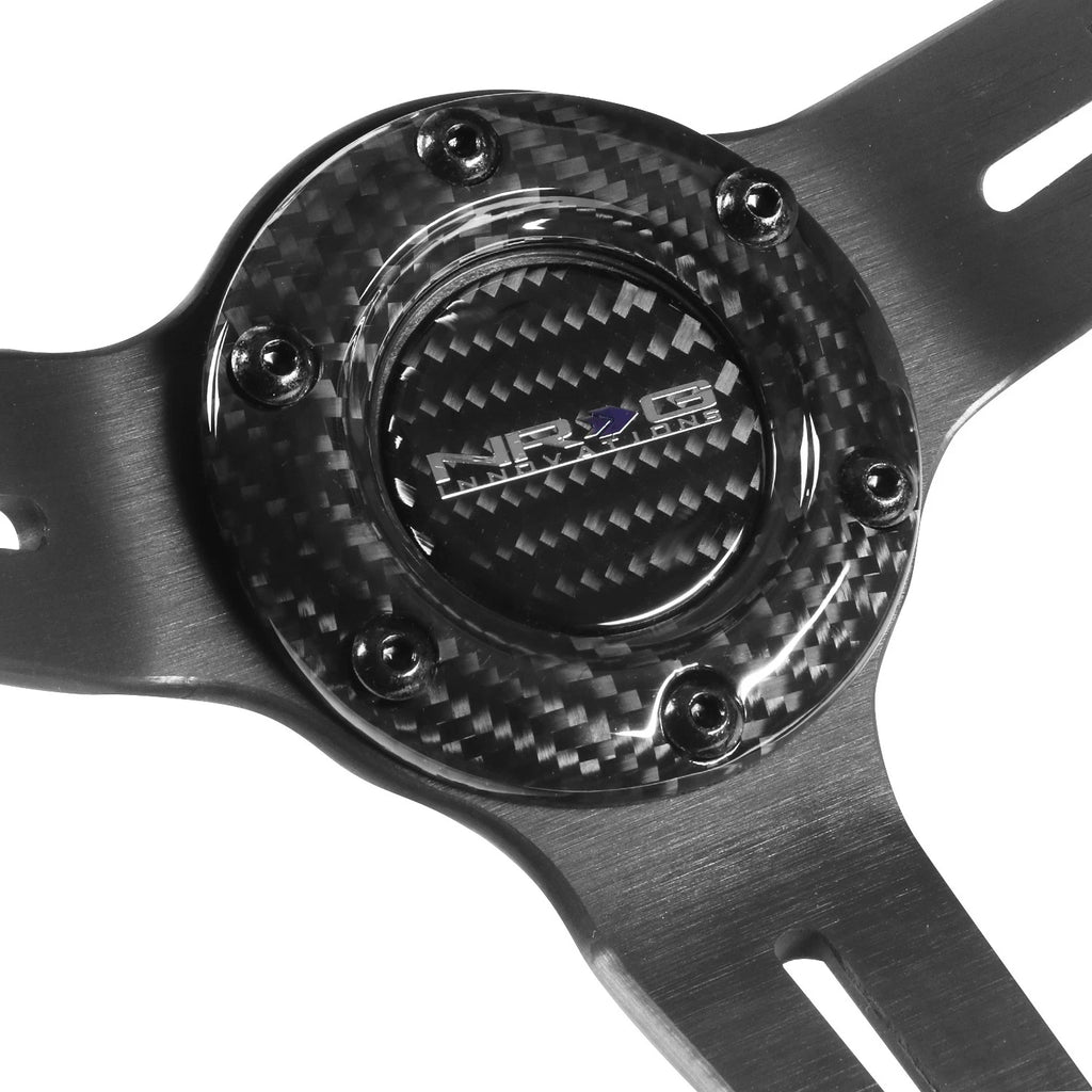 NRG 12" Deep Dish Carbon Fiber Leather Grip Steering Wheel for