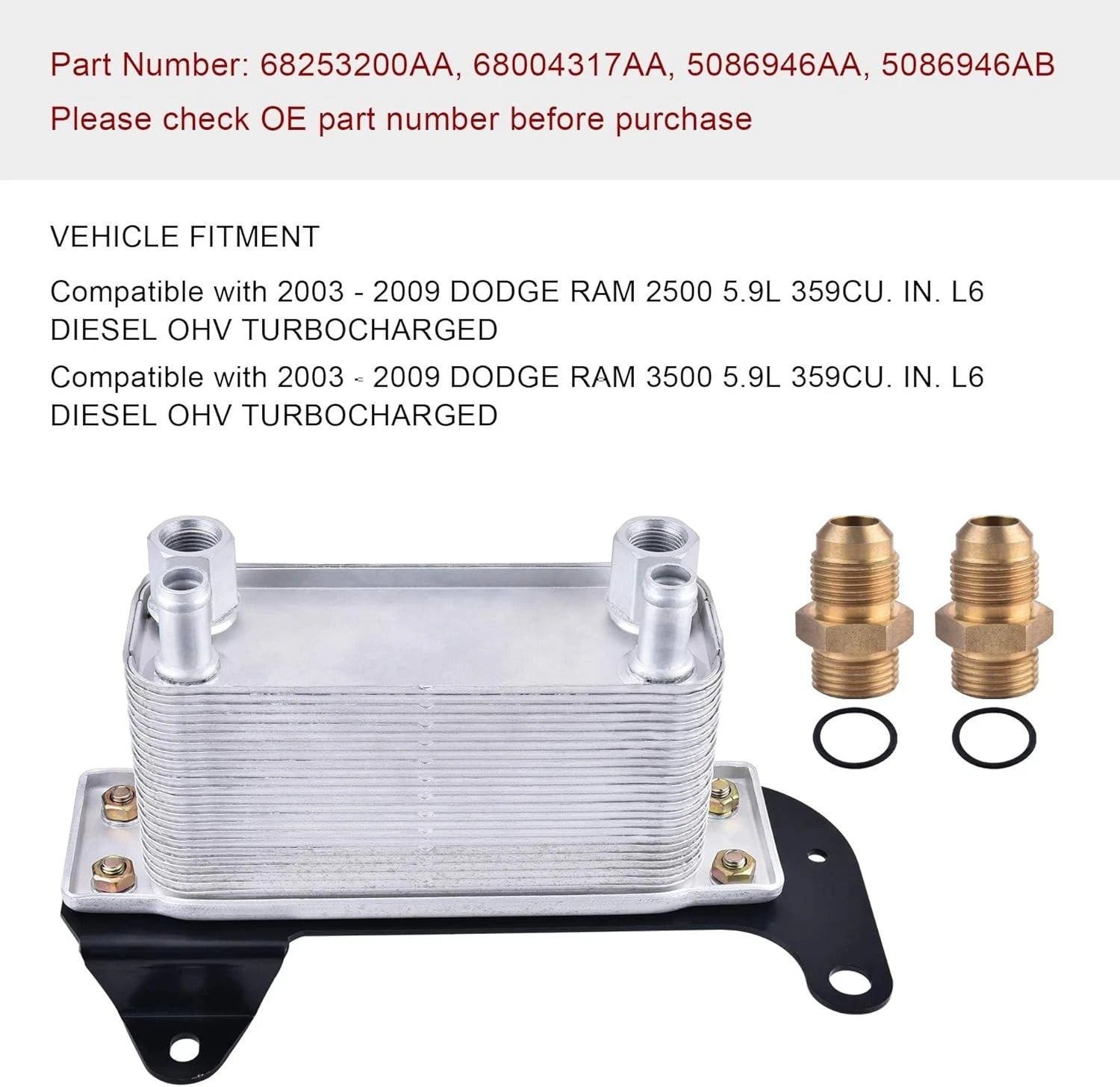 Transmission Oil Cooler for Dodge Ram 2500 3500 (2003–2009) 5.9L Diesel