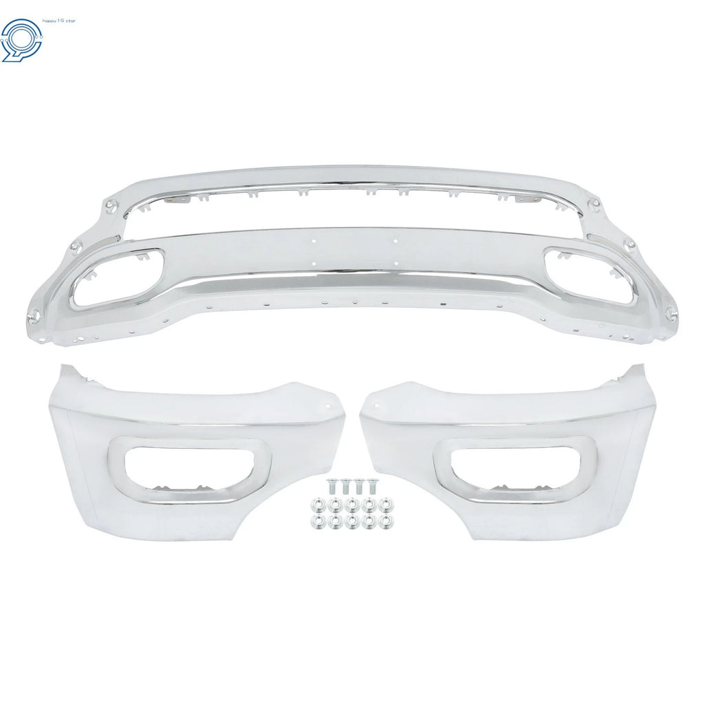Front Bumper Face Bar for RAM 1500 (2019–2024) Chrome Steel with Fog Light Holes