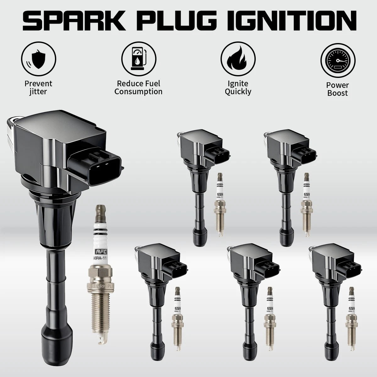 Set of 6 Ignition Coils & Spark Plugs for Nissan Murano V6 3.5L (2009–2019)