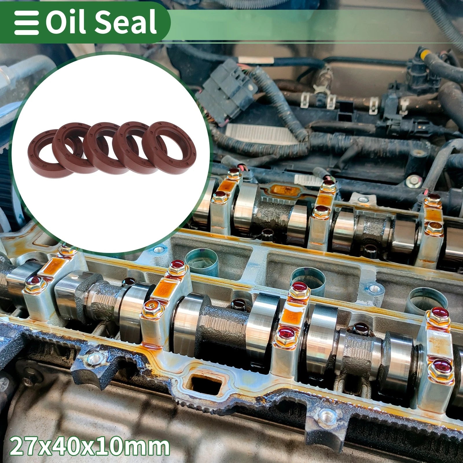 Set of 5 Oil Seal Rotary Shaft Seal FKM Rubber 27x40x10mm