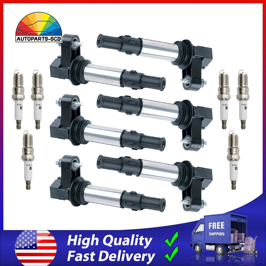 6X Ignition Coil + 6X Spark Plug for Cadillac STS GMC Acadia Buick Enclave (2005–2011) UF375
