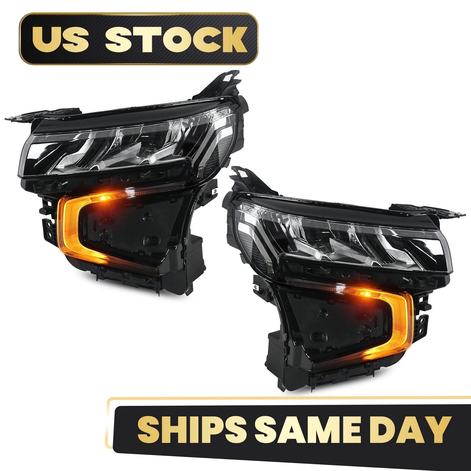 LED Headlight Set for Chevy Tahoe (2021–2024) w/ Halogen Turn Signal