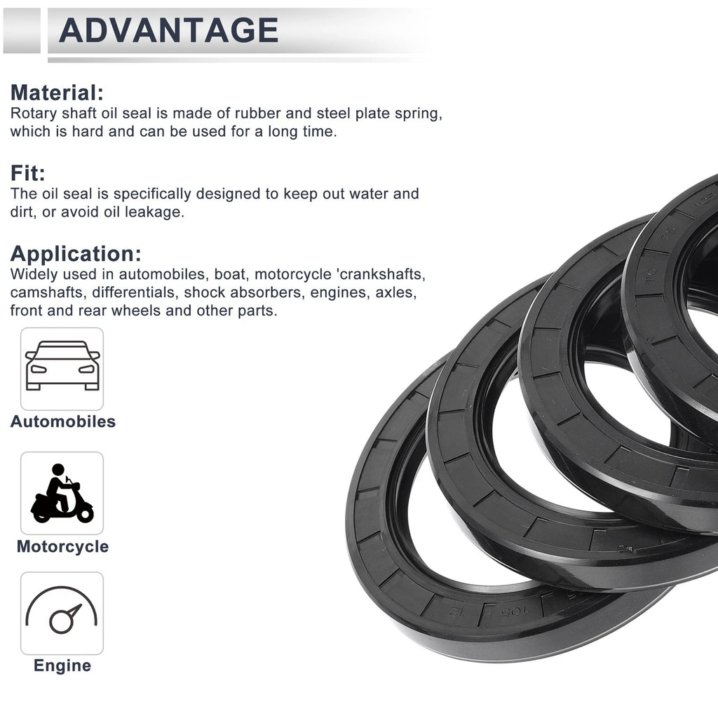 Set of 5 Oil Seal Rotary Shaft Seals for Various Models (75x105x12mm)