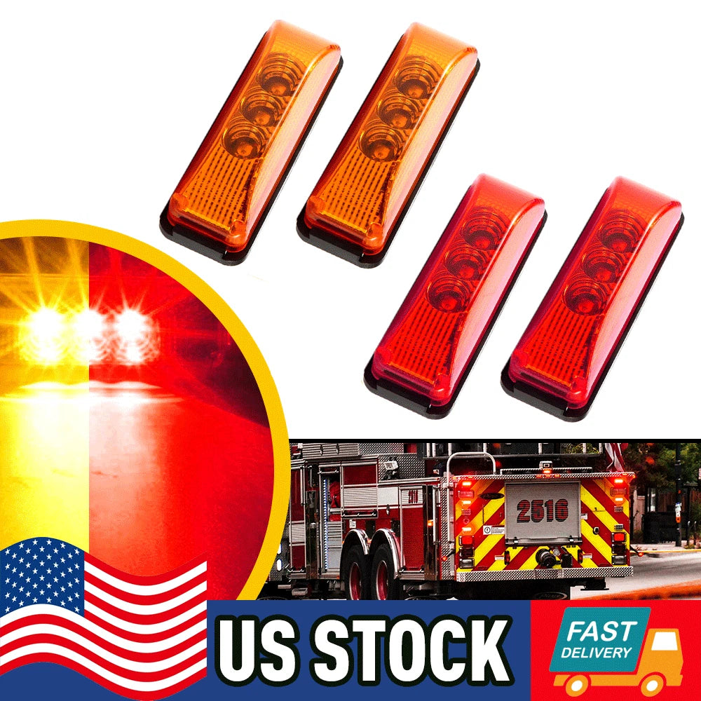 Set of 4 LED Side Marker Clearance Lights for Truck Trailer Lorry (12V)