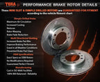 Front Slotted & Dimpled Disc Brake Rotors + 4WD Pads for Challenger PB