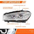 Projector Headlight LED for BMW X5 X6 (2014–2019) AFS HID Chrome