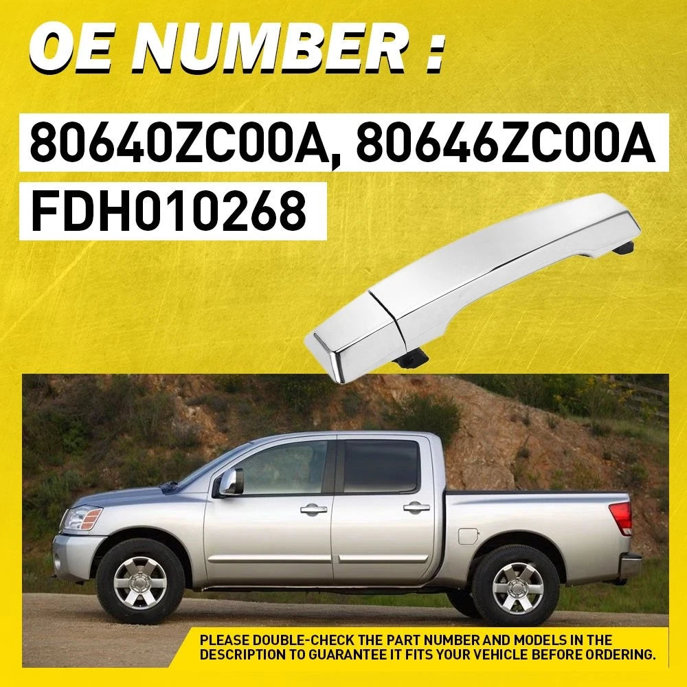 Set of 2 Chrome Exterior Door Handles for Nissan Titan/Armada (2004–2015)