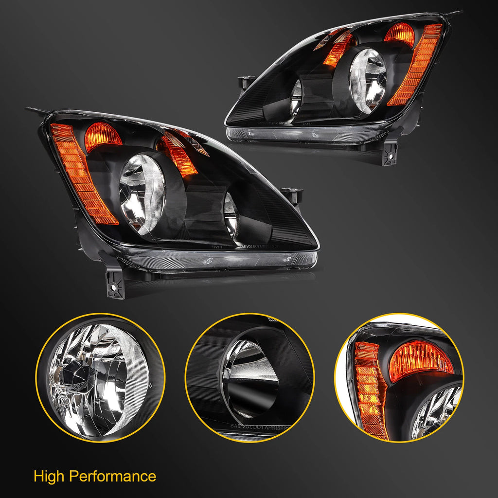 Headlight Assembly for Honda CR-V (2005–2006) Black Housing Pair