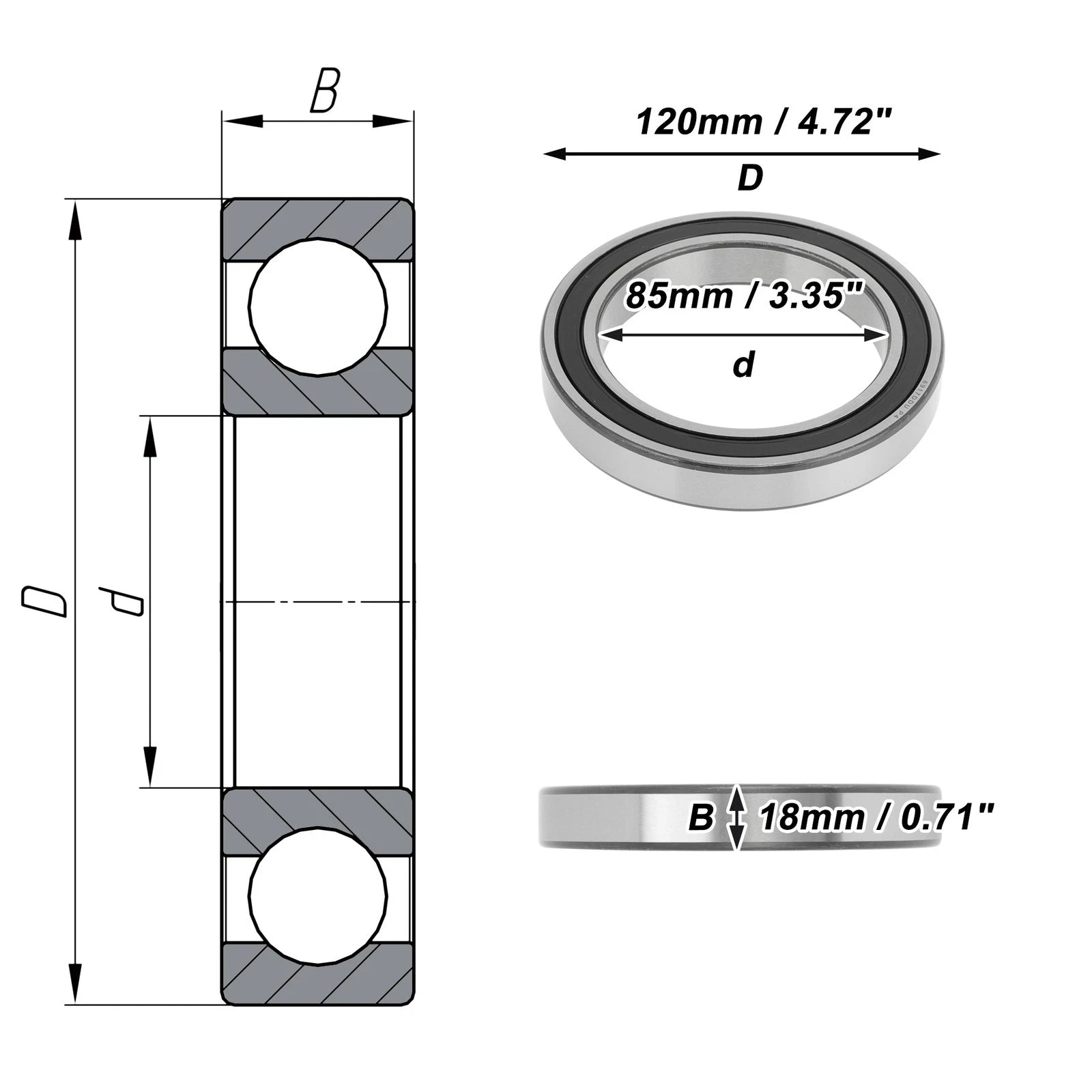 Deep Groove Ball Bearings 85x120x18mm for Scooter Skateboard (No Year)