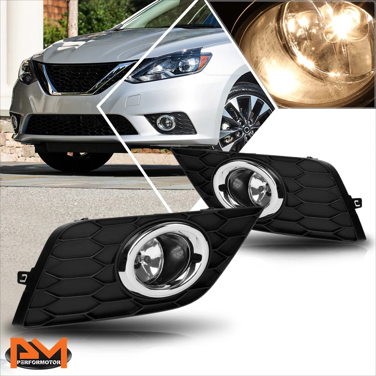 Clear Lens Fog Lights for Nissan Sentra (2016–2019) - Switch & Bezel Included