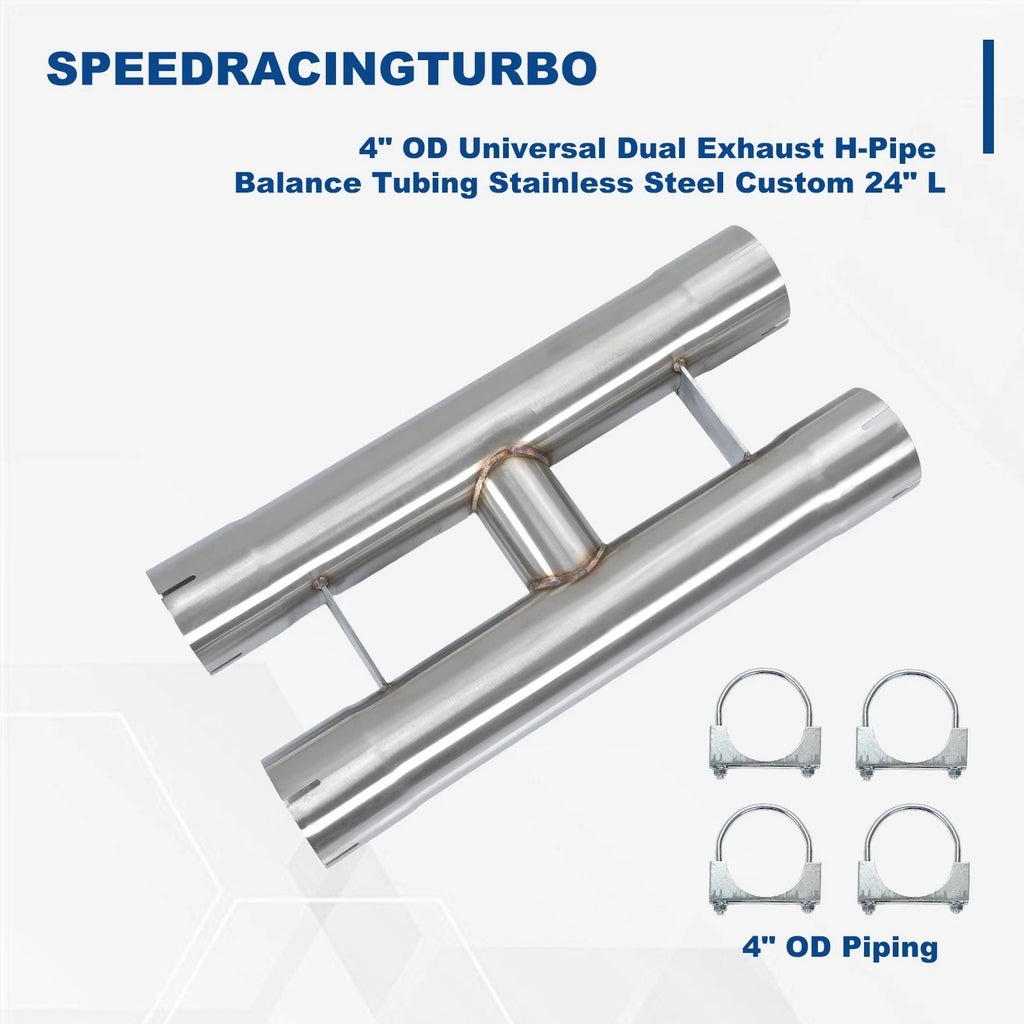 Dual Exhaust H-Pipe Balance Tubing for Custom Applications (24" L)