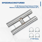 Dual Exhaust H-Pipe Balance Tubing for Custom Applications (24" L)