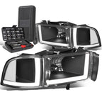LED DRL Black Clear Side Headlight Lamps for Dodge Ram Truck (1994–2002)