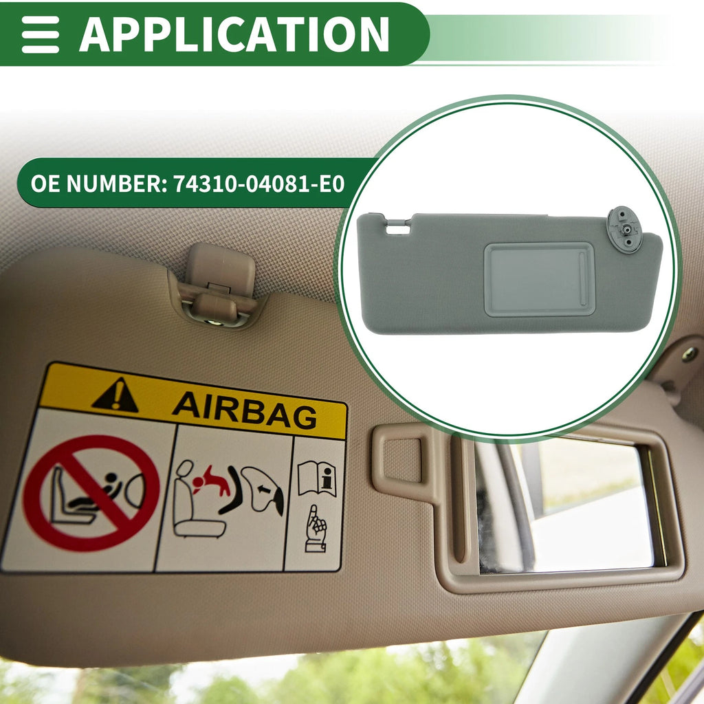 Right Sun Visor for Toyota Tacoma (2005–2008) with Mirror No. 74310-04081-E0