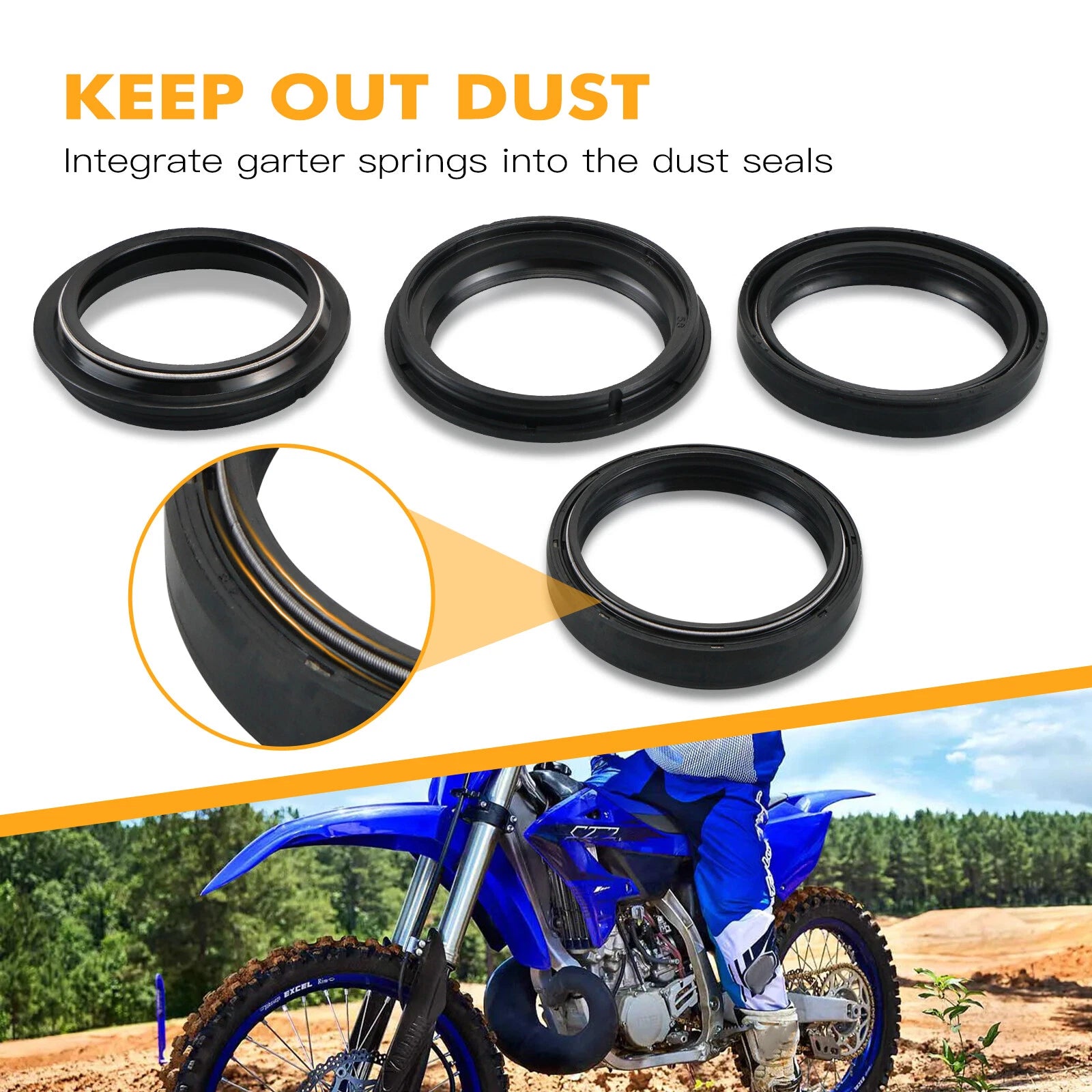 Front Fork Bushing Dust Oil Seal Rebuild Kit for Yamaha YZ250 (2015–2021)