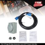25FT 30Amp Generator Cord 14-30P to L14-30R Waterproof Combo