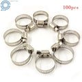 100Pcs Adjustable Drive Hose Clamps for Fuel Line (3/4"-1")