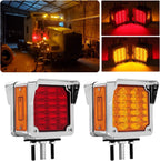2X Amber/Red 39 LED Double Face Pedestal Stop Tail Lights for Trailer Truck