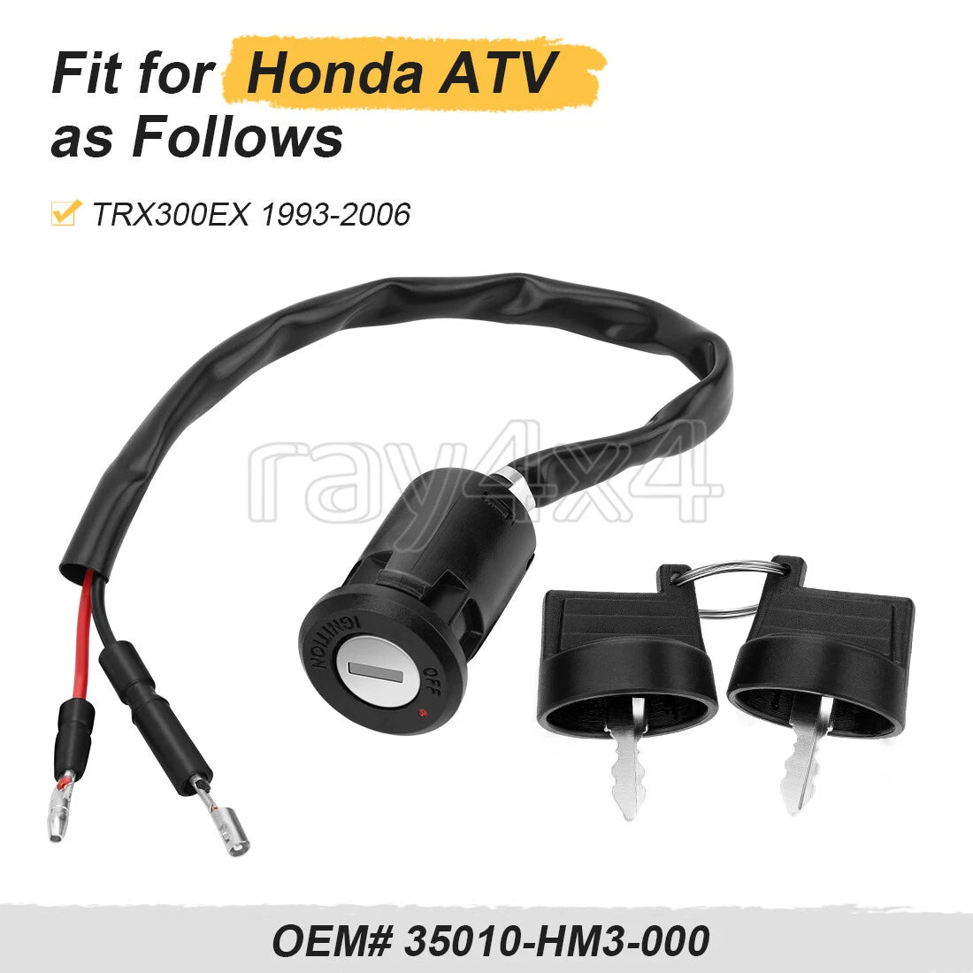 Ignition Key Switch for Honda TRX300EX Sportrax 300 (1993–2006) 35010-HM3-000