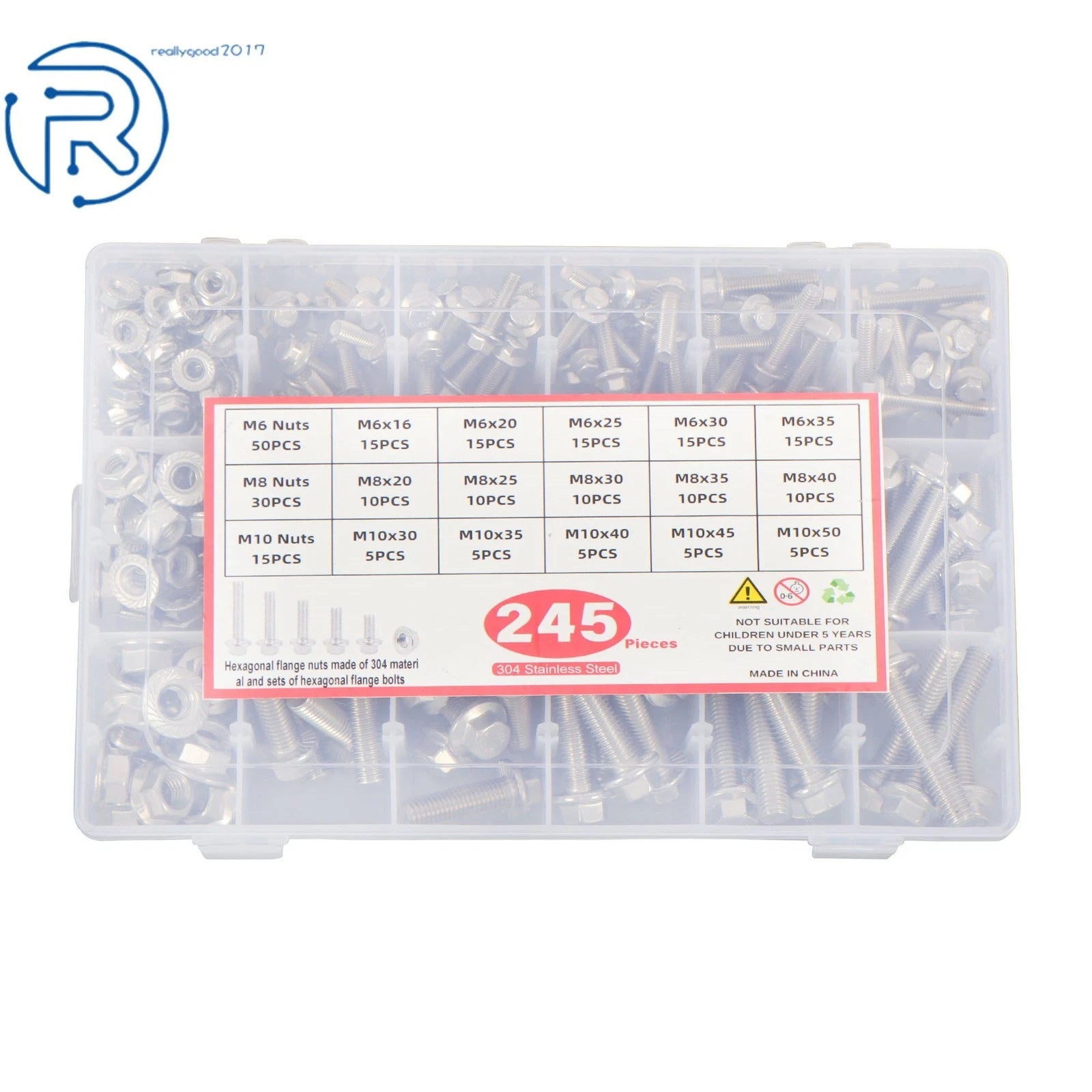 Stainless Steel Flanged Bolts and Nuts Kit for Faucet (245 Pack)