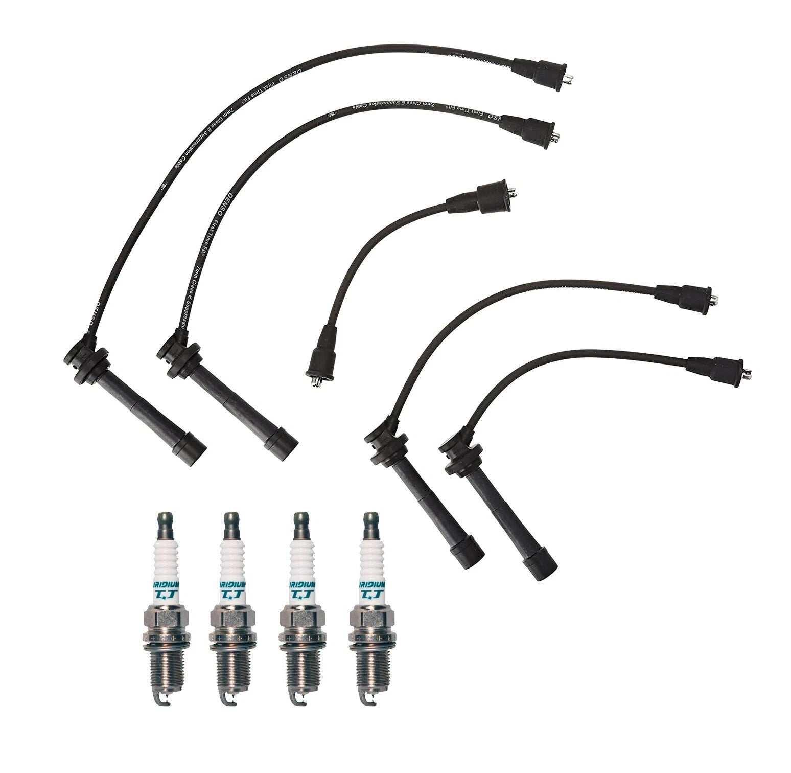 Denso 7mm Wire Set & 4 Iridium TT Spark Plugs for Chevy Geo L4 16V (0.04)