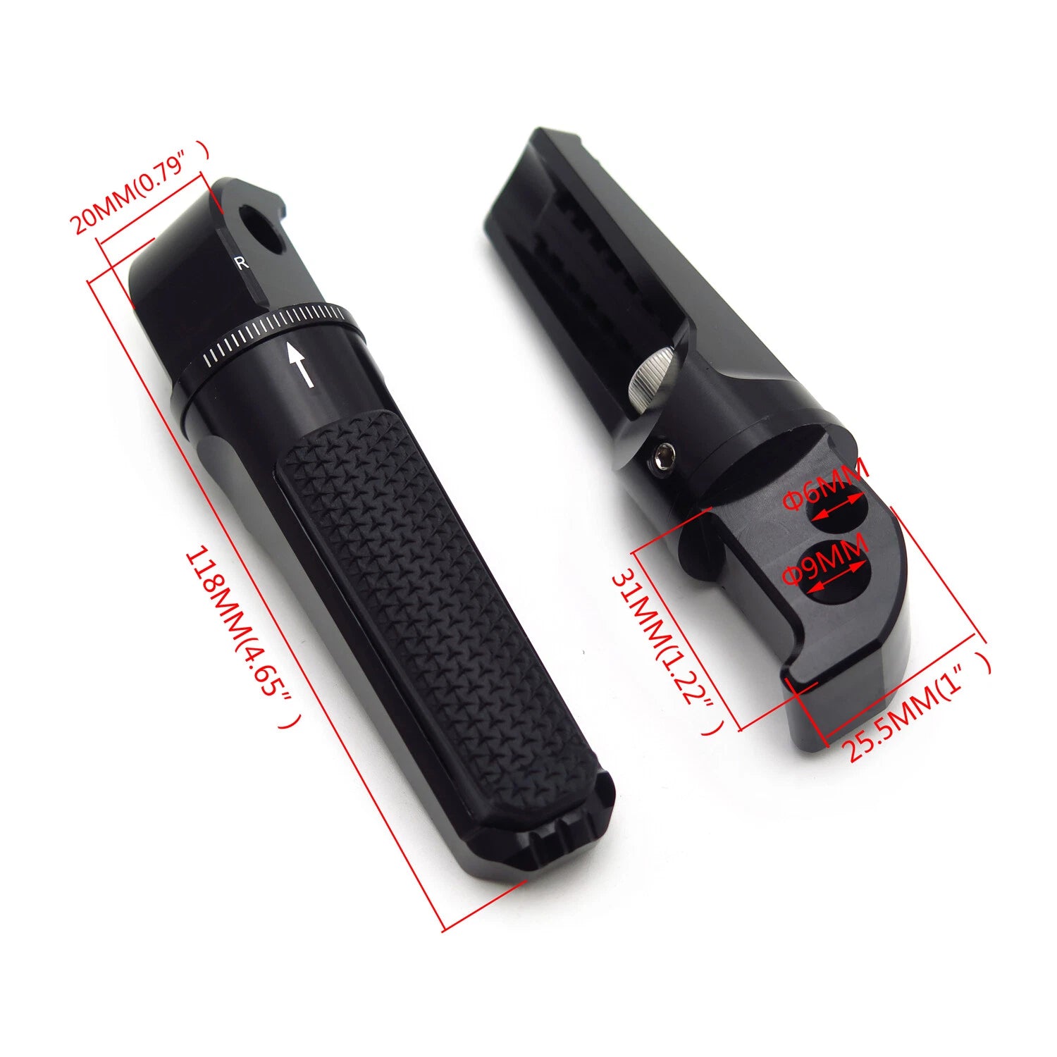 CNC Black Foot Pegs for Yamaha YZF R25 R3 R15 MT03 MT25 (2015–2023)
