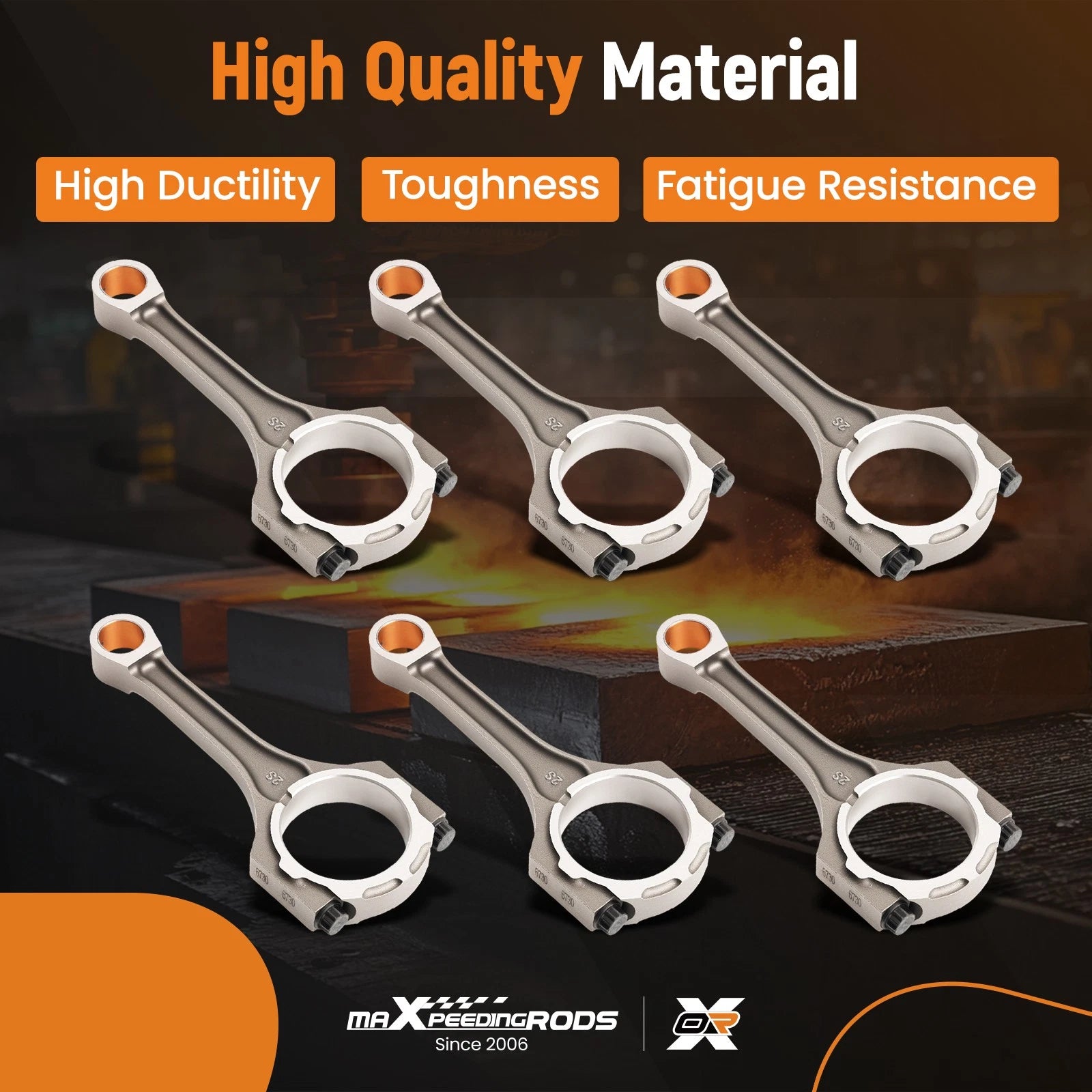 6x Connecting Rods for Toyota 4Runner FJ Cruiser Tacoma (2003–2009) 4.0L
