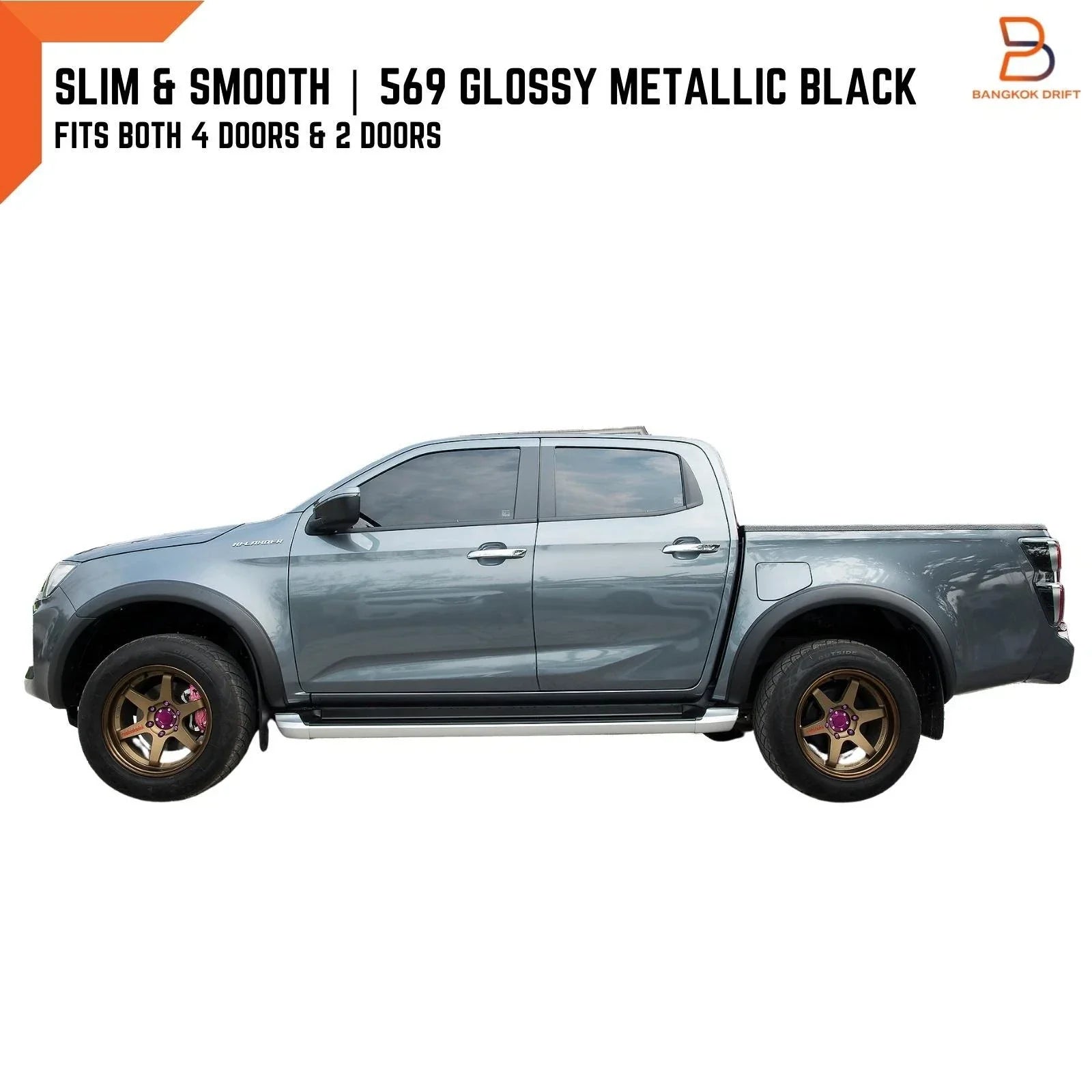 3" Slim Fender Flare Arch Gloss Black for Isuzu D-Max Dmax (2020-2023)