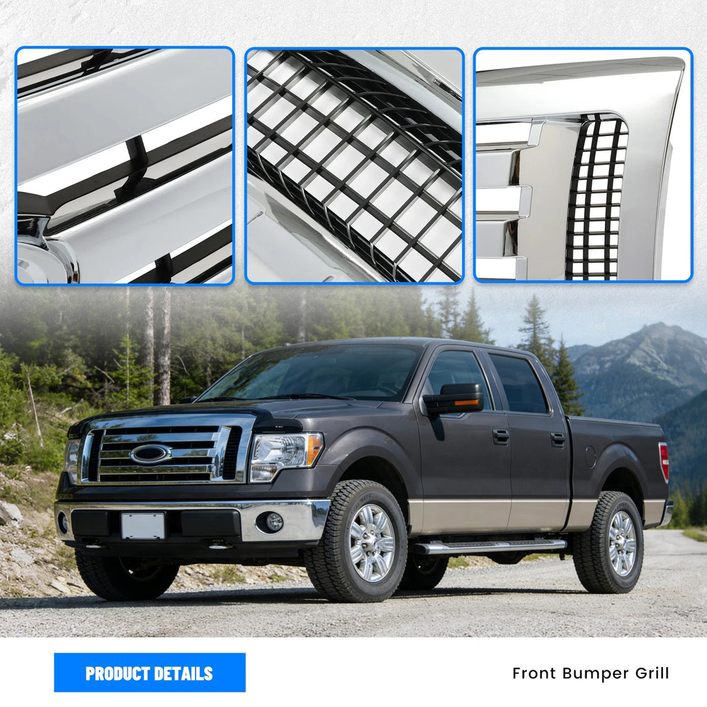 Chrome Front Upper Bumper Grille for Ford F-150 (2009-2014)