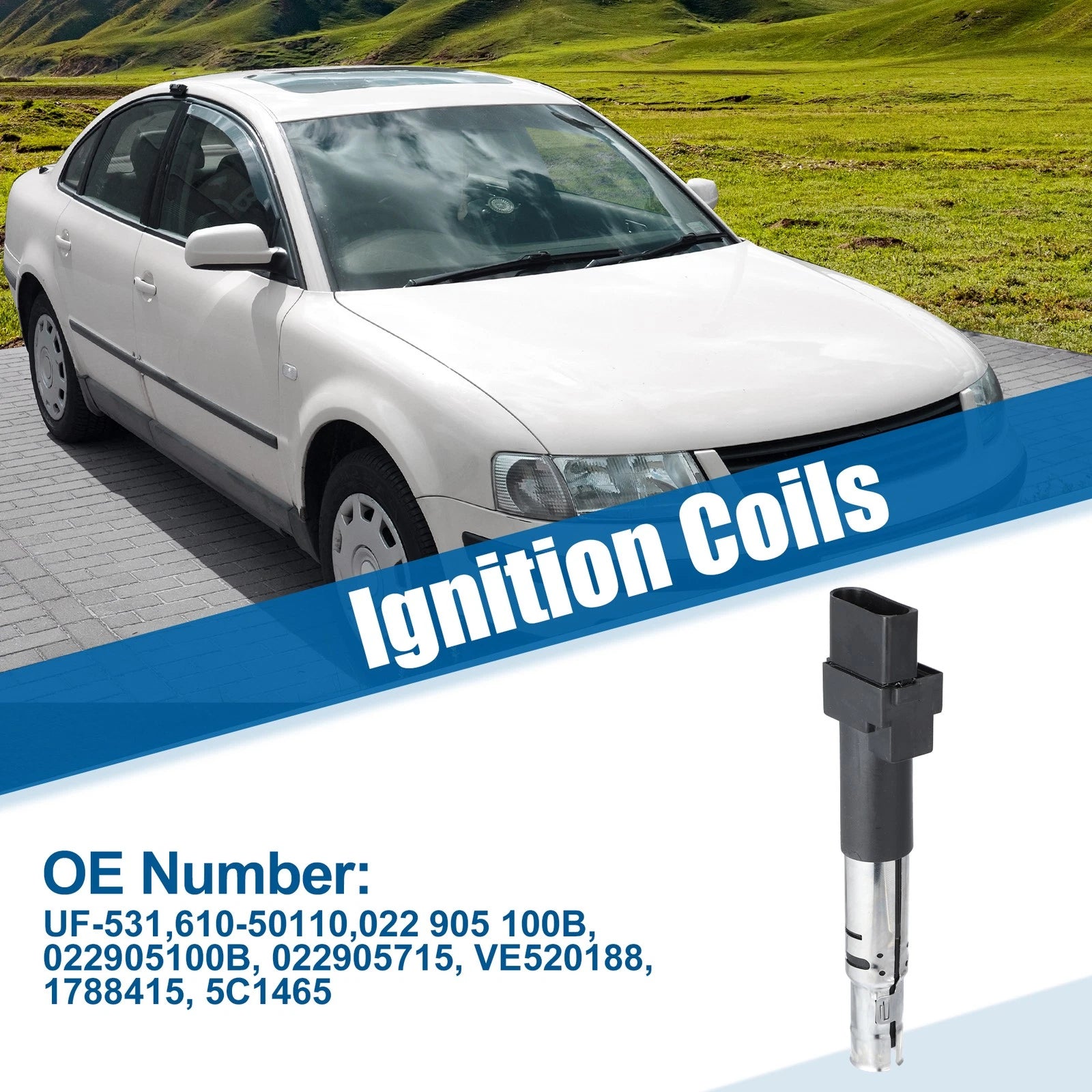 Ignition Coil Set of 2 for Volkswagen Passat, Audi TT (022905100B, 022905715A)