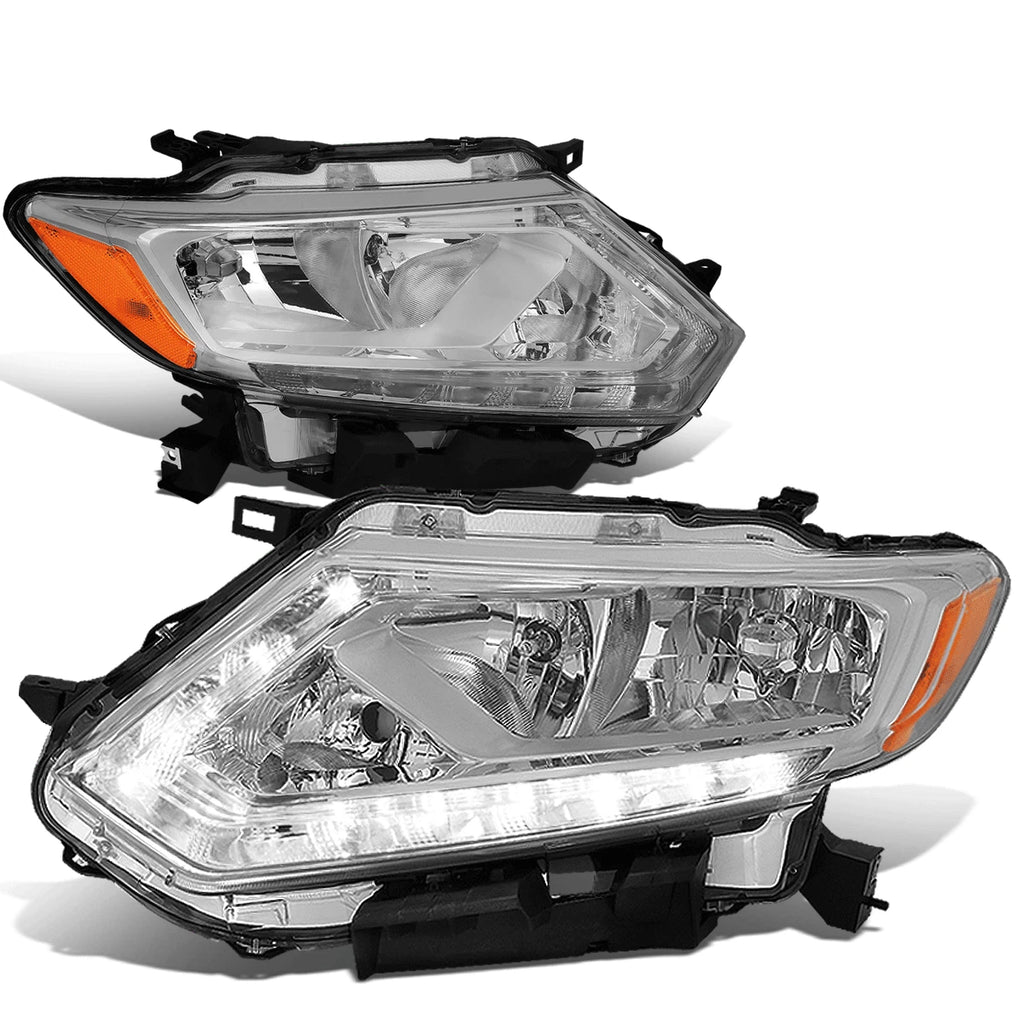 Chrome Housing Amber Side LED DRL Headlights for Rogue (2014–2016)