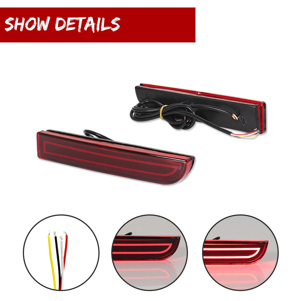 LED Brake Stop Lights Red Lens Bumper Reflector for Mitsubishi Lancer EVO X