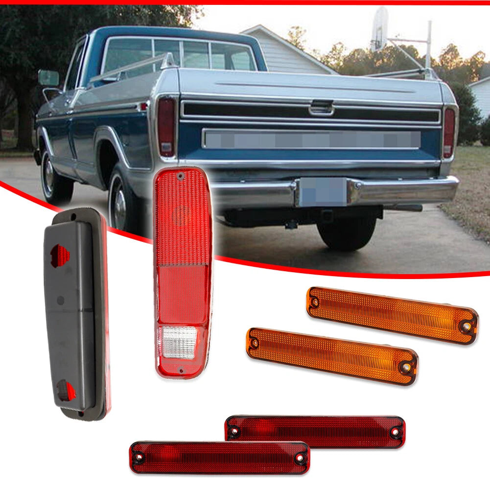 6 Piece Side Marker and Tail Light Housing Kit for Ford Bronco Econoline
