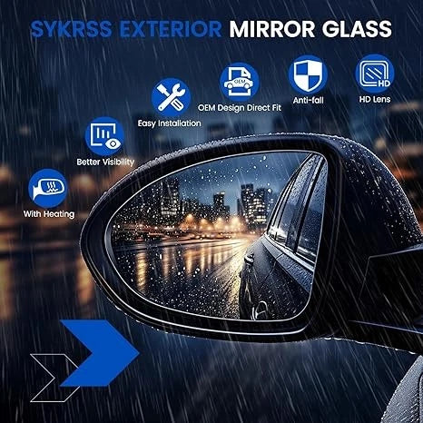 Heated Left Driver Side Towing Mirror Glass for Dodge Ram 1500 2500 3500 (2010)
