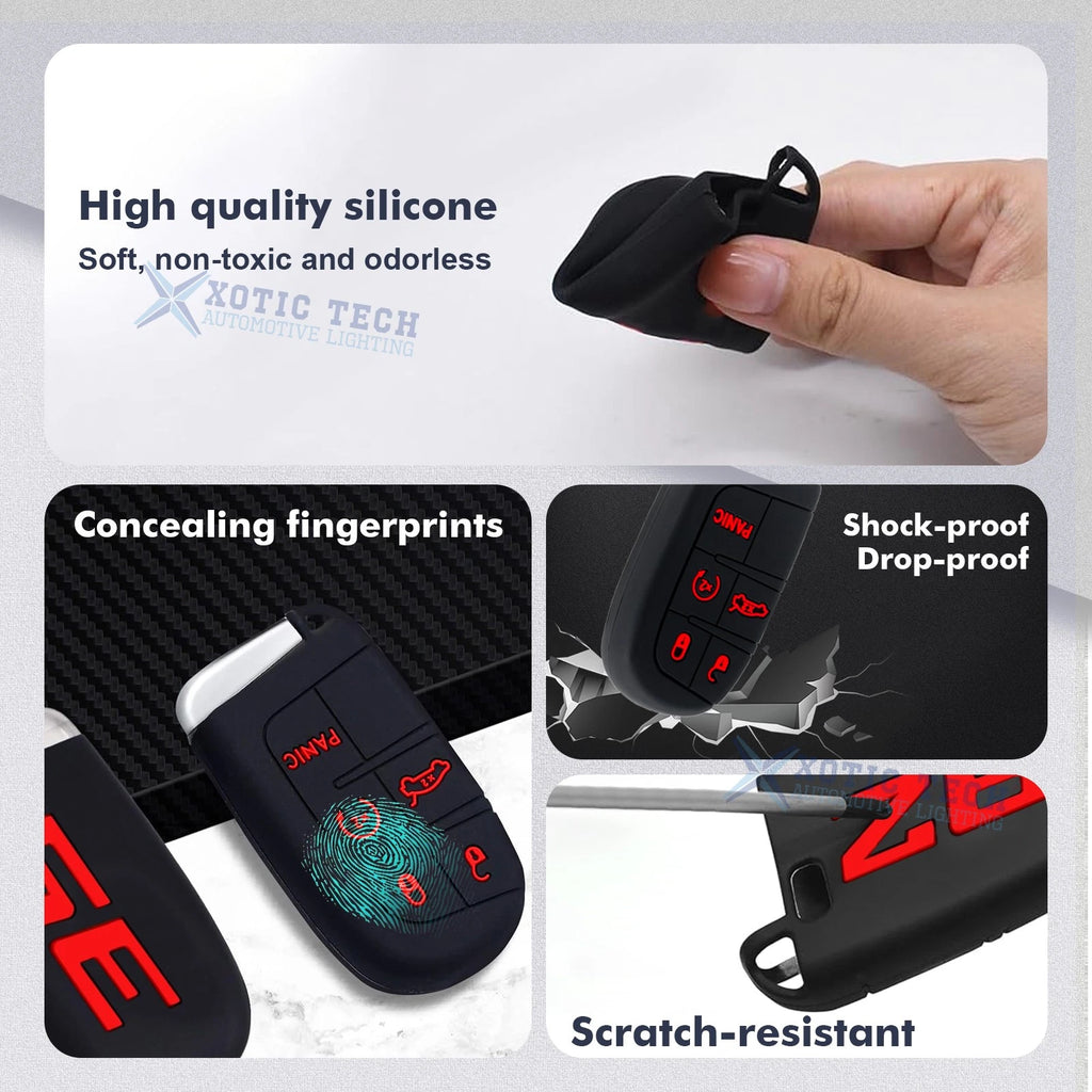 Silicone Remote Key Fob Shell Cover Case for Jeep Chrysler Dodge (2014-Up)