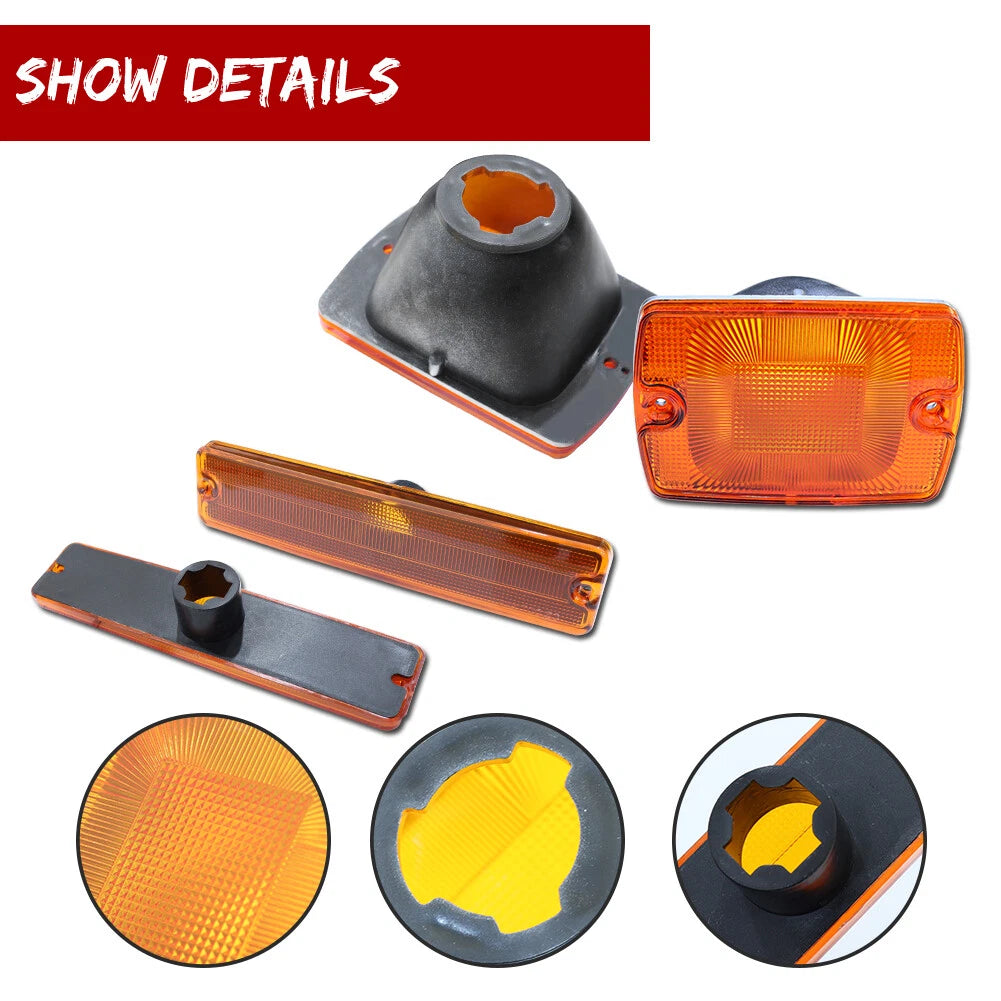 Set of 4 Amber Side Marker and Turn Signal Lights for Jeep Wrangler (1987–1995)
