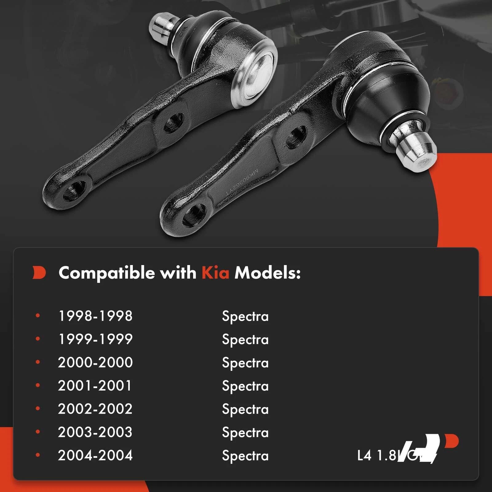 2X Front Lower Ball Joint for Kia Spectra (2000-2004) Sephia (1998-2001)