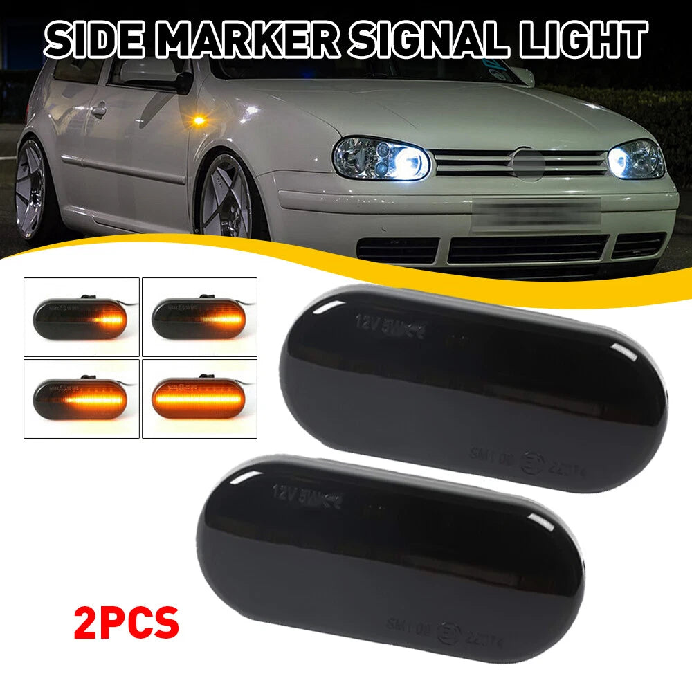 Sequential Smoked LED Side Marker Lights for VW Golf Jetta GTI R32 Passat (1999–2005)