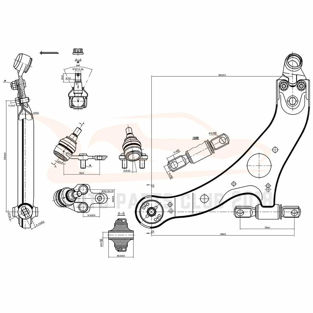 Set of 10 Front Lower Control Arms Tie Rods Ball Joints for Toyota Sienna (2004–2010)