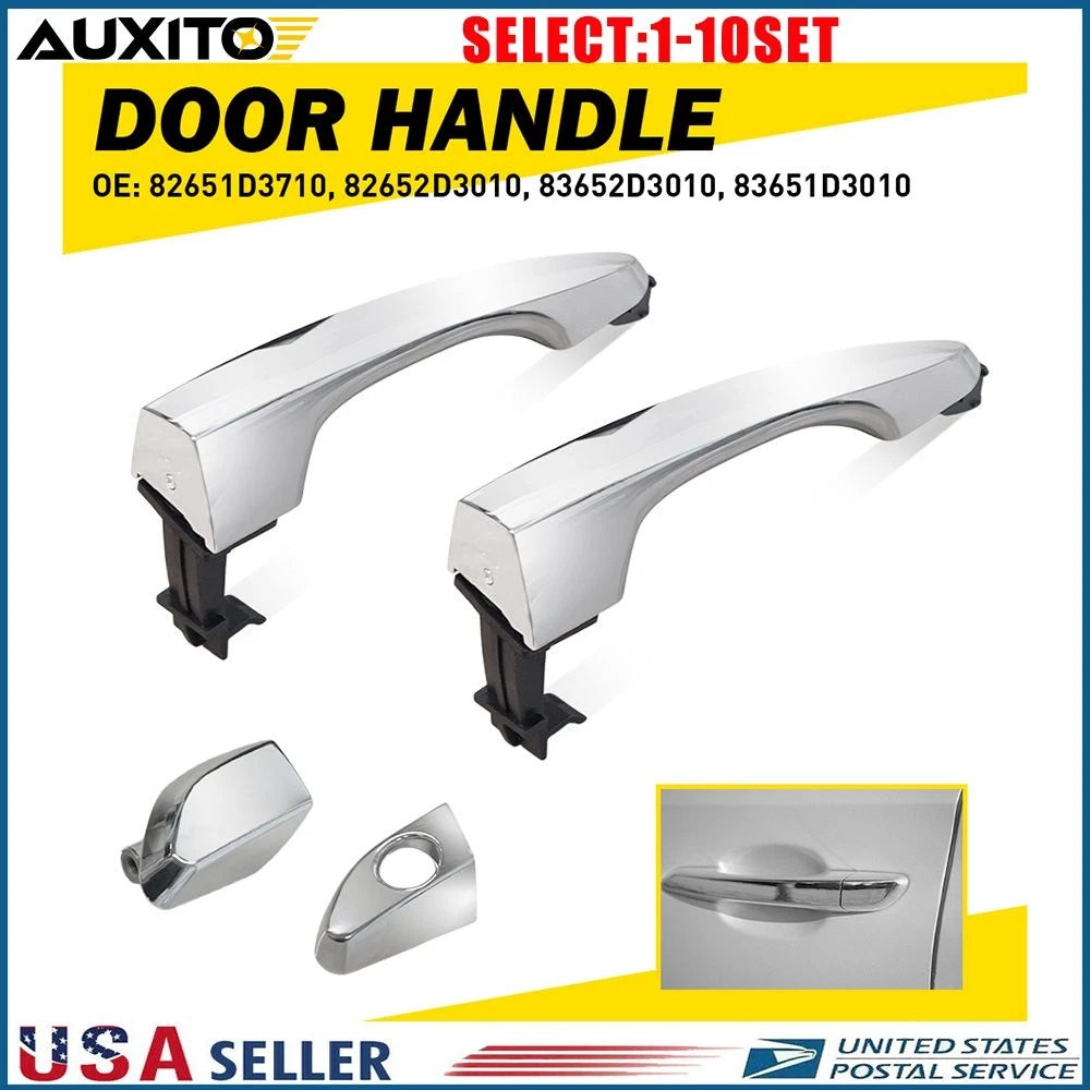 Set of 2 Outer Front Rear Left Chrome Exterior Door Handles for Hyundai Tucson (2016–2021)