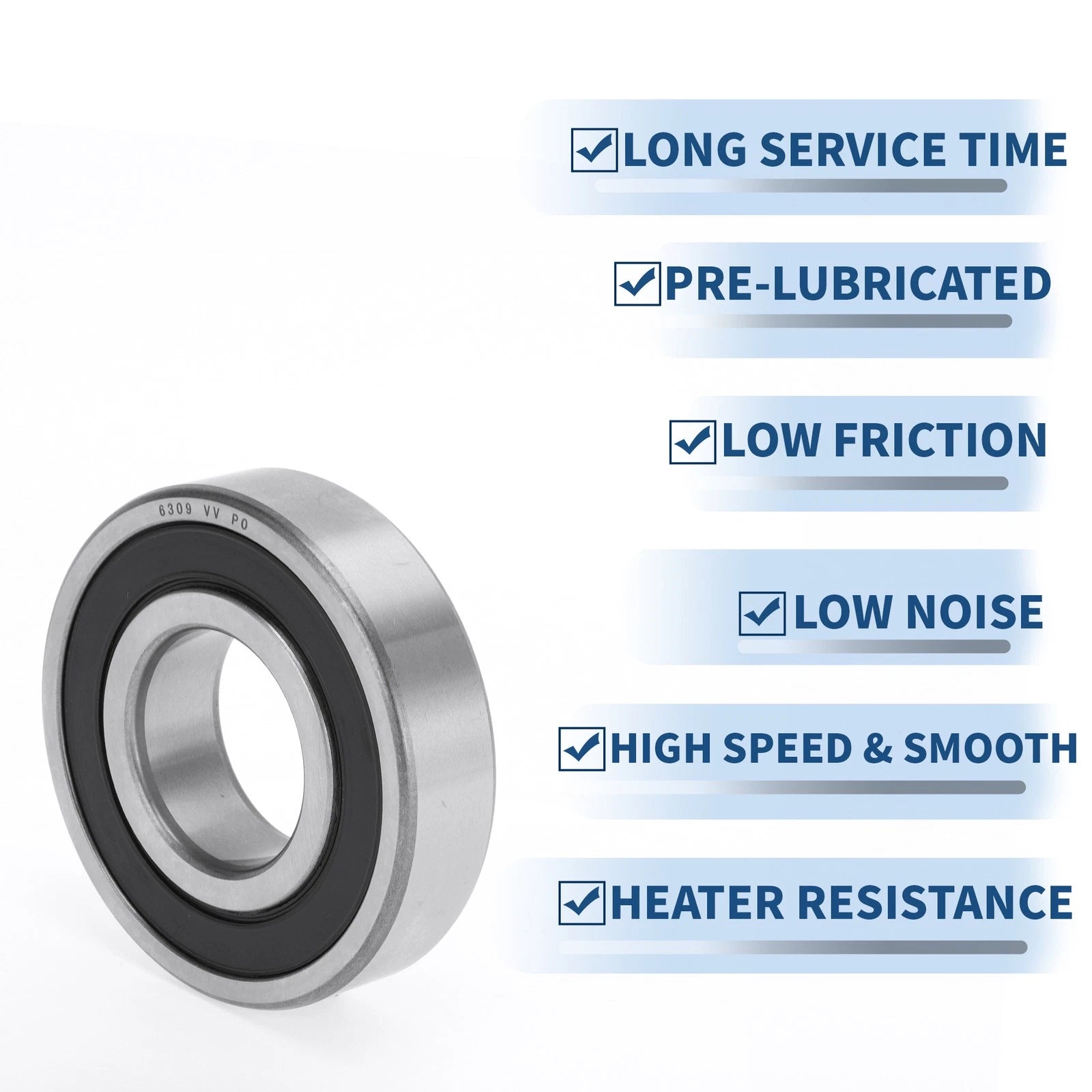 Deep Groove Ball Bearing 6309VV for Scooter Skateboard (P0 45x100x25mm)