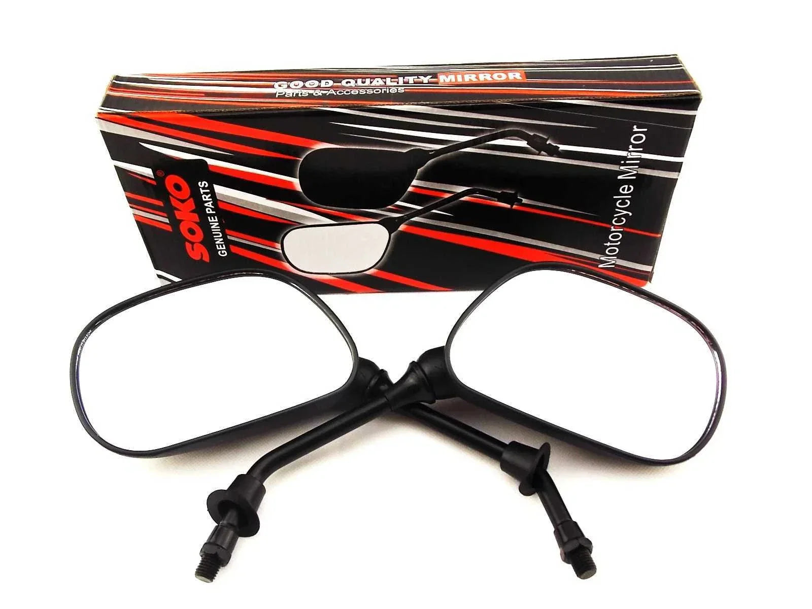 Black Oval Soko Rear View Mirrors for Yamaha SR185 (1981-1982)