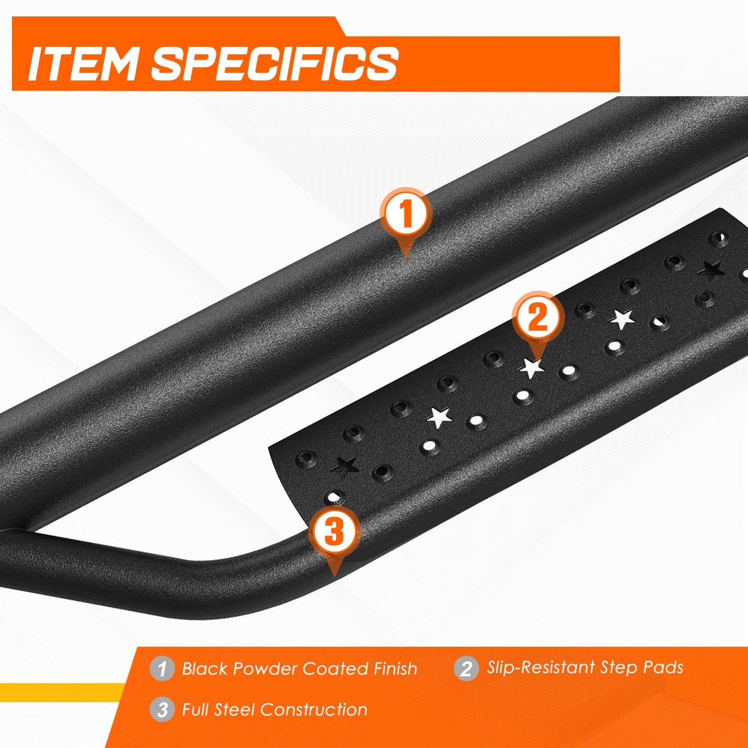 3" Tubing Side Step Nerf Bar Running Board for Silverado/Sierra (2007–2019)