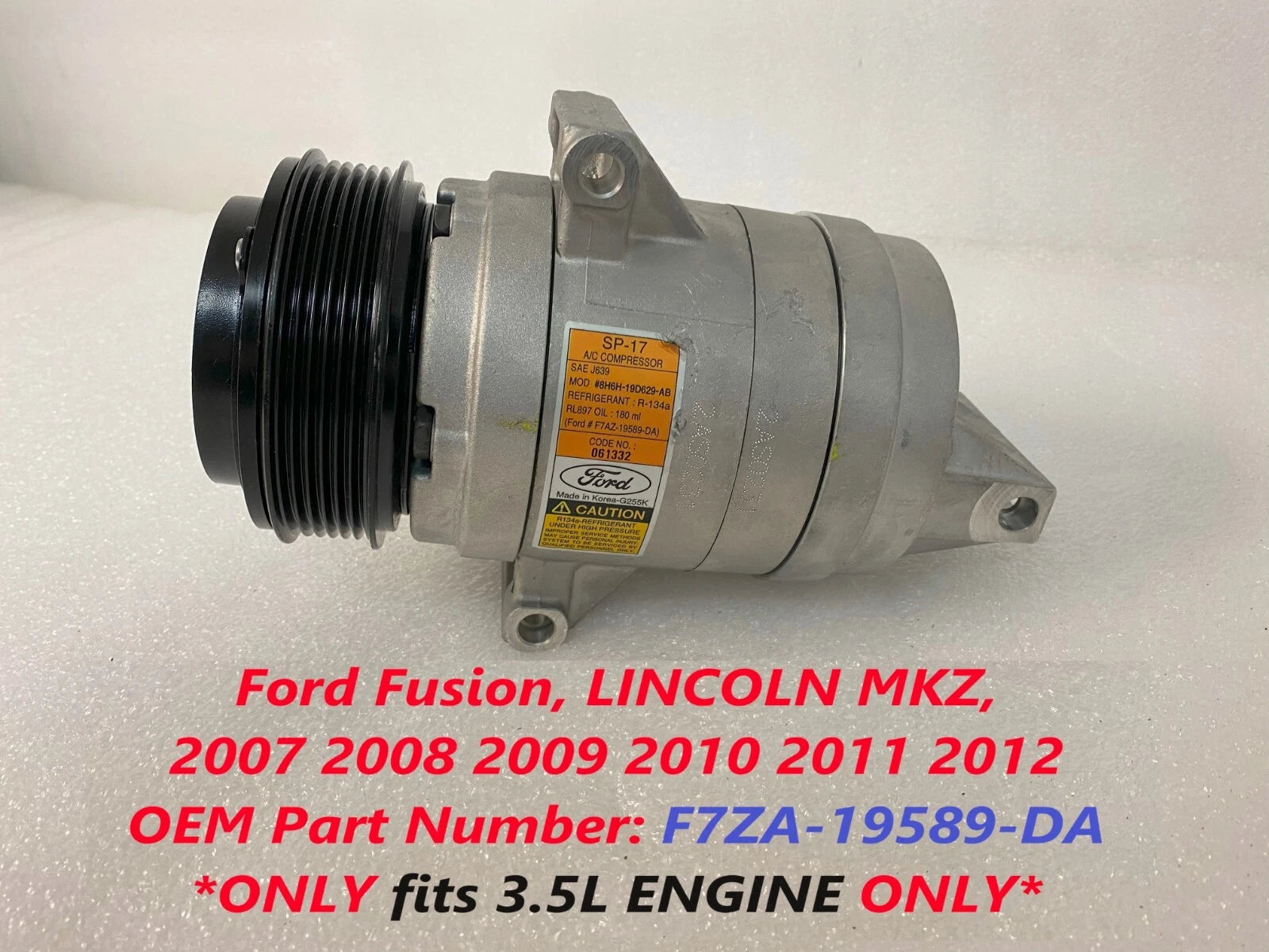 AC Compressor for Lincoln MKZ, Fusion 3.5L (2007–2011)