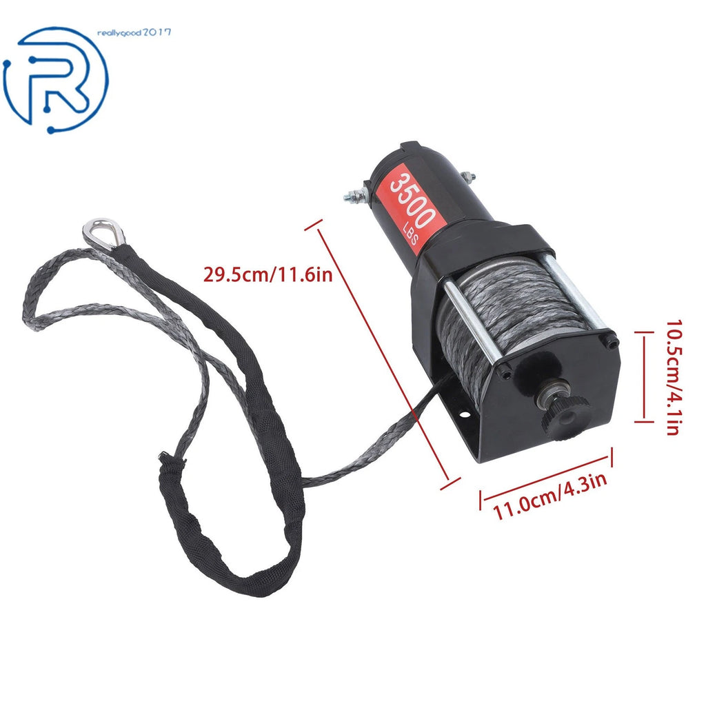 Electric Winch 3500lbs for Off-Road Vehicles (12V) - 50ft Synthetic Rope