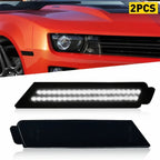 Smoked Lens White LED Front Bumper Side Marker Lights for Chevy Camaro (2010–2015)