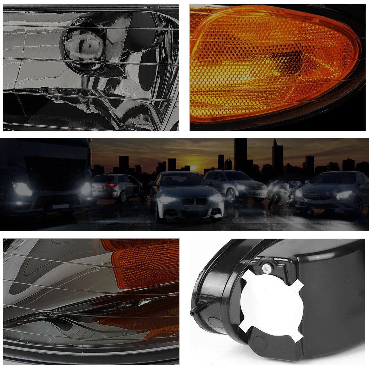 Headlight Lamp for Chrysler Town & Country/Voyager (1996–2000) Smoked Housing