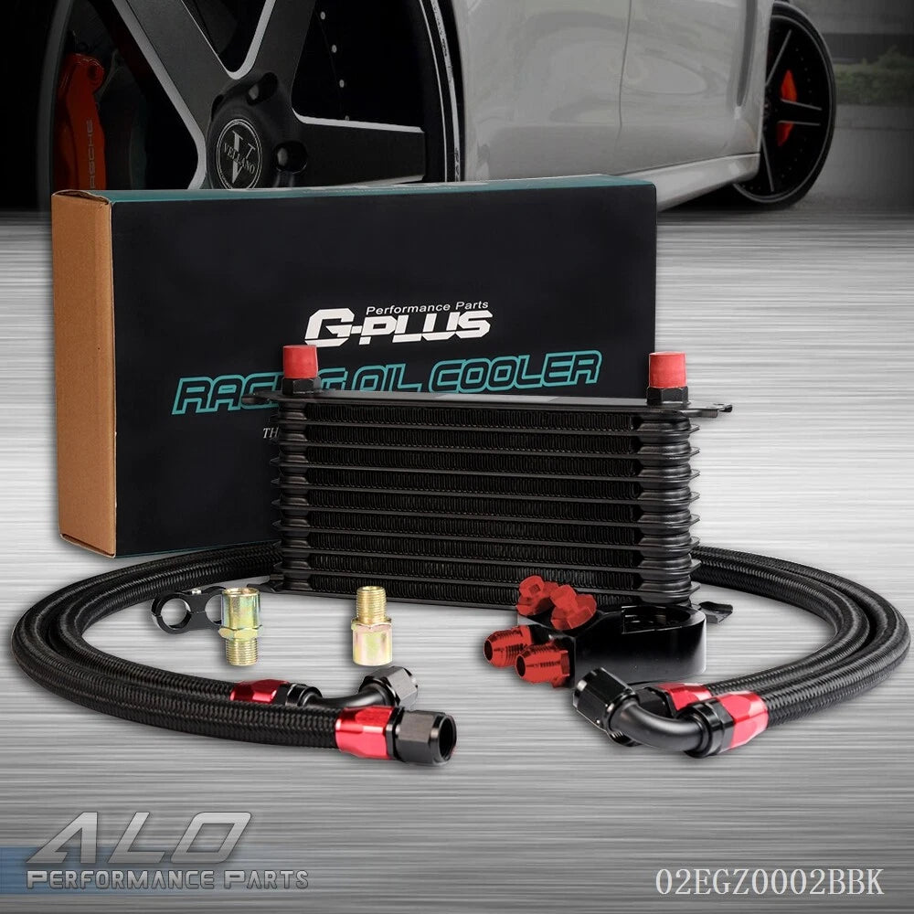 10 Row 10AN Engine Oil Cooler Filter Adapter & Hose Relocation Kit